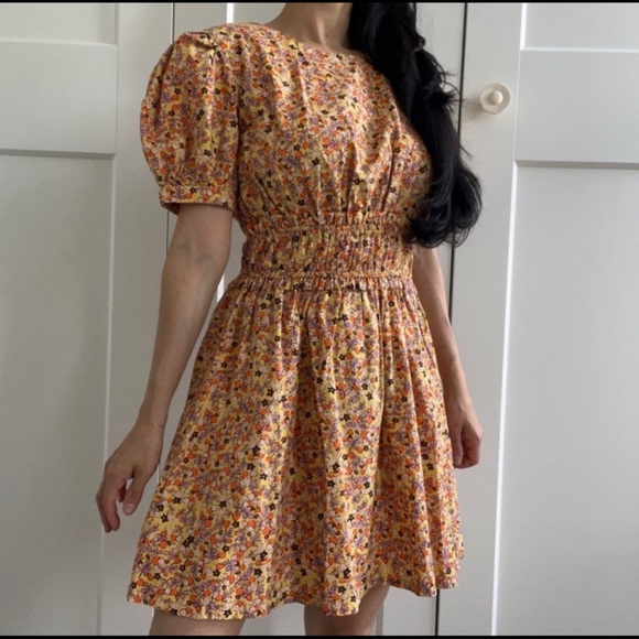 Free people puff sleeve floral dress medium - Picture 2 of 3